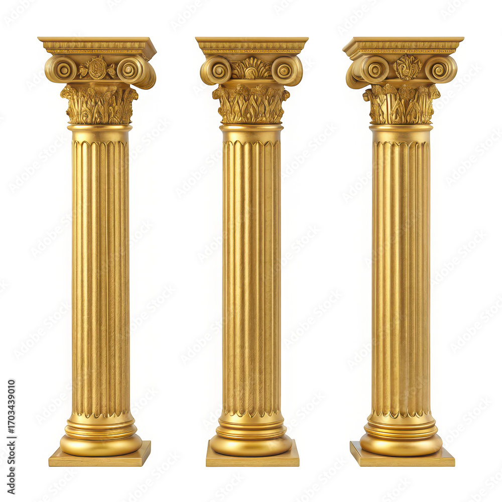 Obraz premium Elegant golden corinthian columns ornate architectural elements displayed