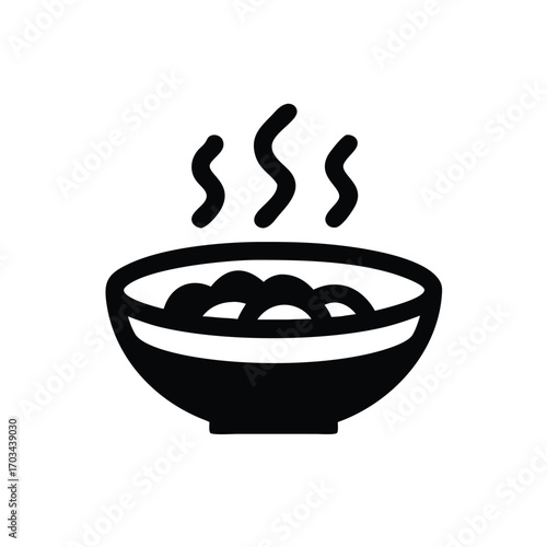 Simple black icon of a steaming meal bowl