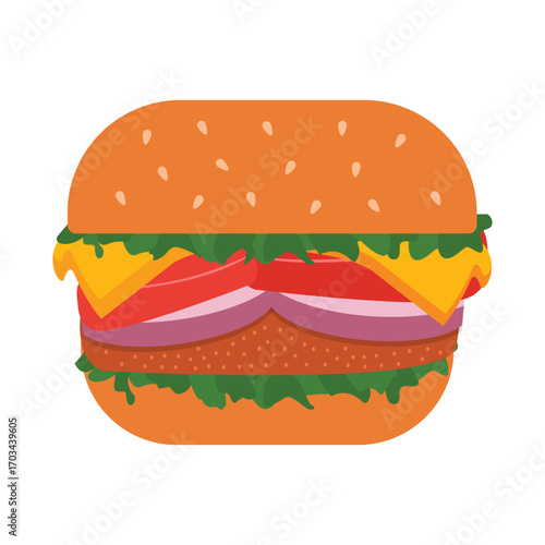 Delicious burger flat vector design isolated on white background