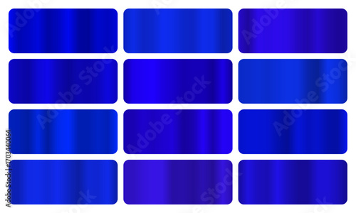  Cobalt gradient, A set of intense blue glossy gradients, The texture of a smooth metal surface. A collection of industrial metallic gradients, strong gradients, cobalt pack, Vector illustration, vect