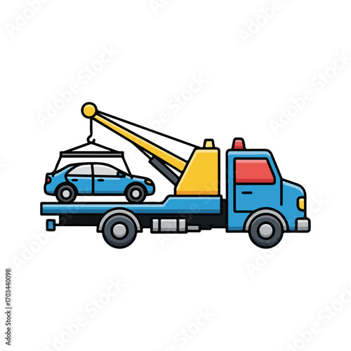 Tow truck and car needing roadside assistance, as shown with towing. Roadside assistance includes auto transport, recovery service, and breakdown support.