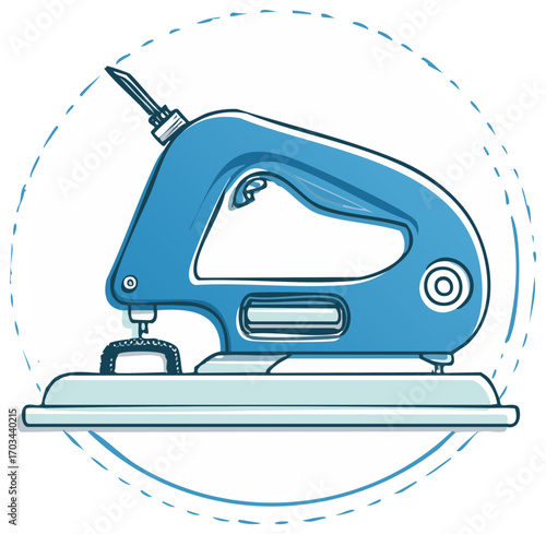 Sewing Machine Illustration Hand Drawn Style Sewing Equipment Sewing Tool Tailoring Process