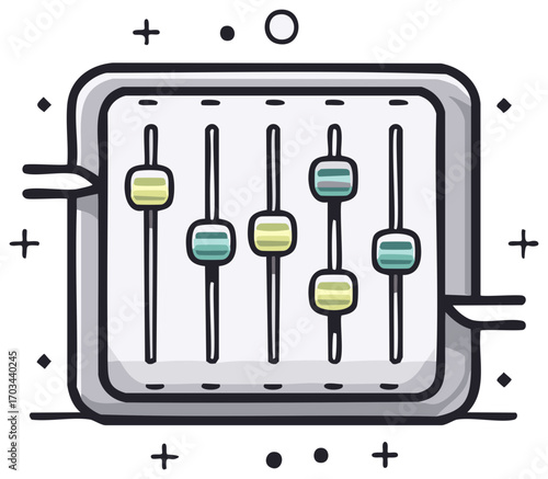 Modern Hand Drawn Audio Equalizer Interface for Sound Control and Digital Music Adjustment Settings