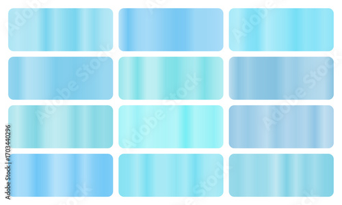 Sky gradient, A set of celestial blue glossy gradients, The texture of a smooth cloud surface. A collection of heavenly metallic gradients, aerial gradients, sky pack, Vector illustration, vector 10ep