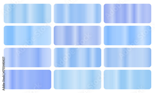 Azure gradient, A set of bright blue glossy gradients, The texture of a smooth crystal surface. A collection of clear metallic gradients, pristine gradients, azure pack, Vector illustration, vector 10