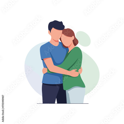Couple hugging affectionately, showcasing loving embrace between two people, man and woman. Depiction of couple hugging, symbolizing affection, warmth, and strong connection.