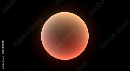 Glowing peach sphere on black background modern abstract 3d orb minimal