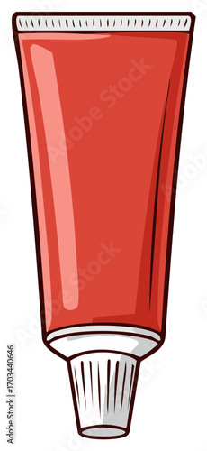 Red Paste Tube Isolated Graphic Illustration for Product Design and Promotion