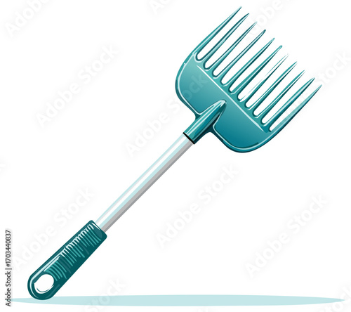 Turquoise berry picker tool a gardening and harvesting utensil for collecting blueberries and small fruits