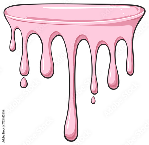 Cartoon illustration of sweet pink slime or icing dripping down