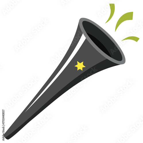 Gray Horn with Star and Sound Waves Celebration or Party Accessory Illustration