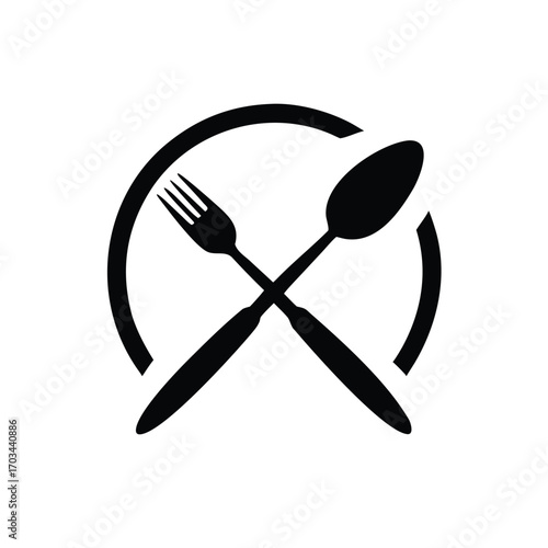 Restaurant Logo Fork and Spoon Emblem
