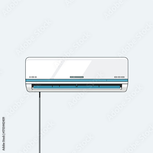 Wall air conditioner illustration showing a sleek appliance for climate control, designed with meticulous attention to detail.