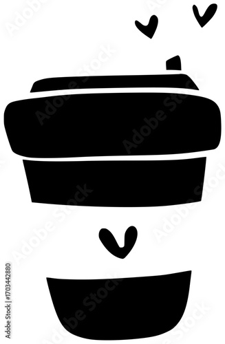 cafe illustration cappuccino silhouette latte logo espresso icon drink outline coffee hot beverage art breakfast cup caffeine morning barista shape with vector graphic background