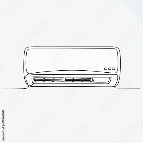 Air conditioner line drawing for cool comfort during lessons. Air conditioner shown with smooth curves, elegant and minimalistic design.