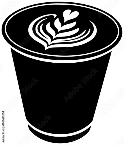 cafe illustration cappuccino silhouette latte logo espresso icon drink outline coffee hot beverage art breakfast cup caffeine morning barista shape with vector graphic background