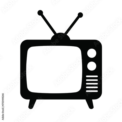 Retro TV Silhouette Vector Icon | Vintage Television Graphic