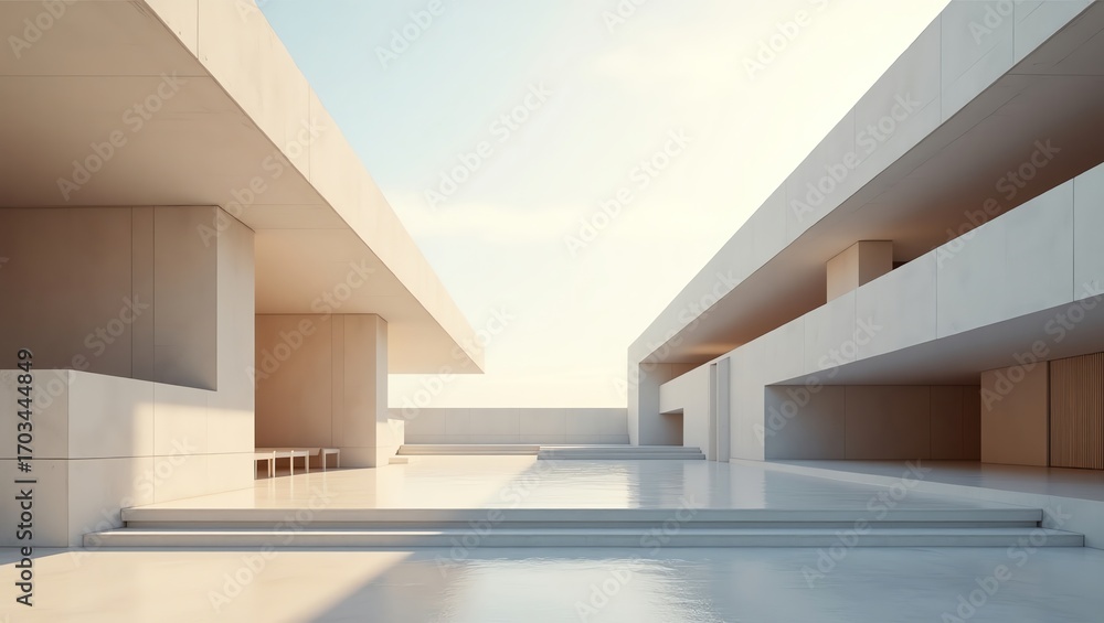 Fototapeta premium Modern architecture exterior with minimalist design