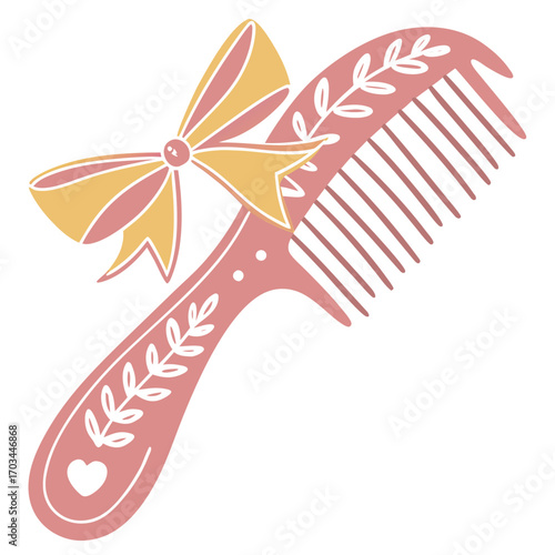 Vintage style hair comb with bow clip accessory for hair styling and personal care and beauty product