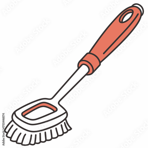 Explore cleaning brush with handle vector illustration for household chores and scrubbing surfaces design 