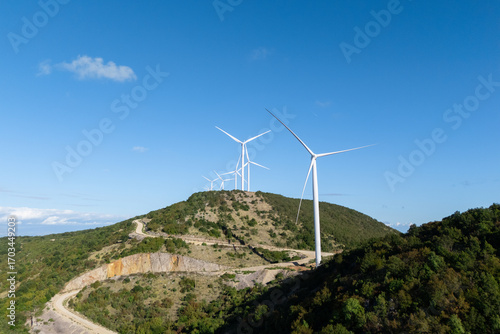 Wind turbines on the top of the mountain