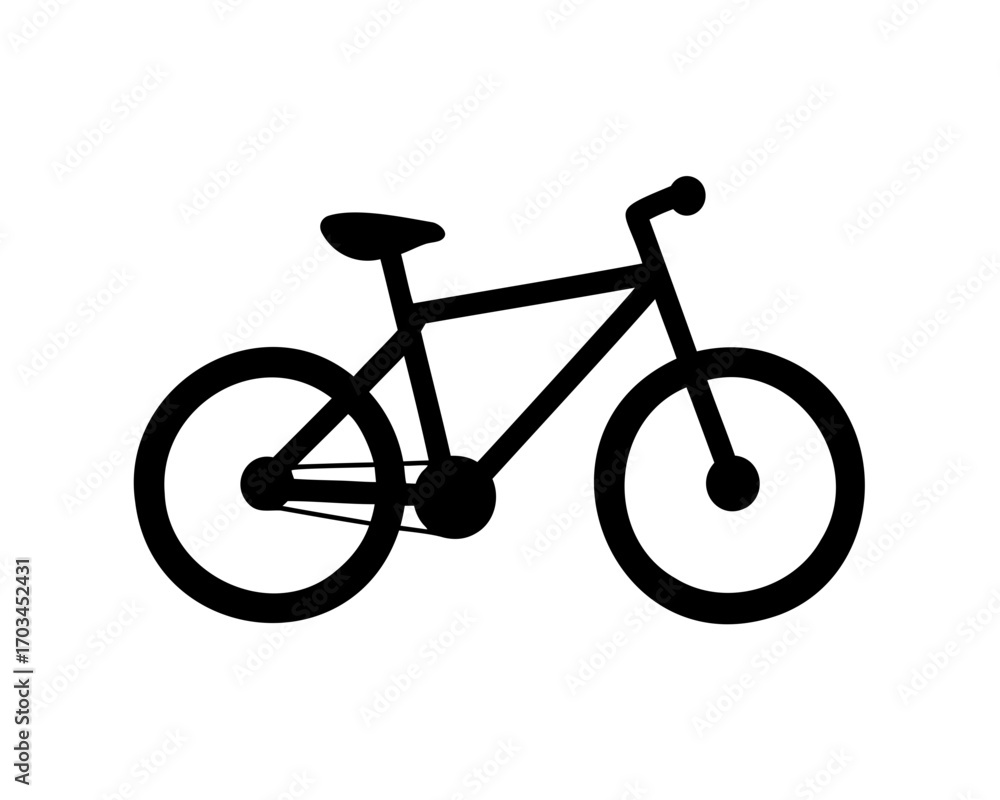Fototapeta premium Simple black and white bicycle outline icon for transportation and recreation
