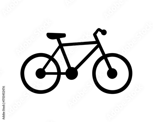 Simple black bicycle illustration on a plain white background, perfect for icons