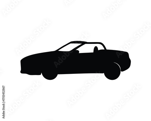 Silhouette of a convertible car with two doors and top down