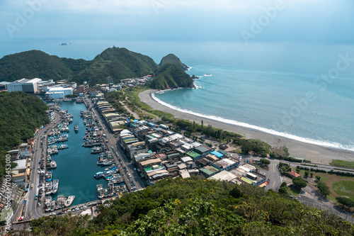 Close up of gorgeous Nan-Fang-Ao Fishing Harbor, and a lovely beach nearby the harbor, in Yilan, Taiwan.