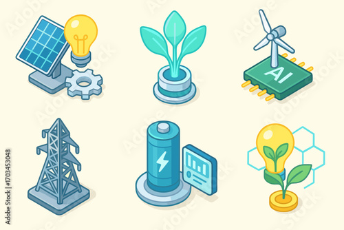 Renewable energy innovation: solar, wind turbine, ai, battery, power grid, sustainable technology