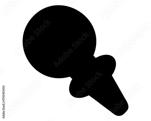 A stylized solid black enema bulb syringe isolated on a white background