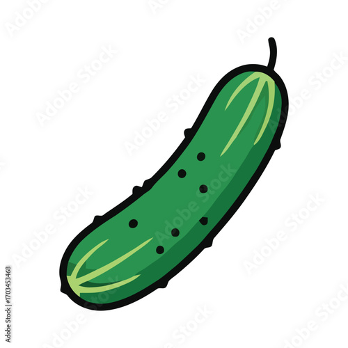 Vibrant green cucumber vegetable illustration, a fresh and healthy ingredient for a nutritious diet, isolated on a white background