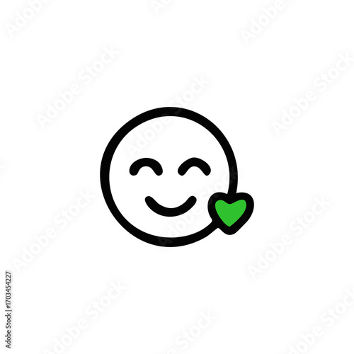 Smiling face with a heart, simple emoticon graphic