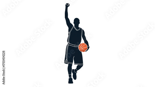 Basketball and Basketball Player Vector Silhouette Illustration Set AI EPS PNG
