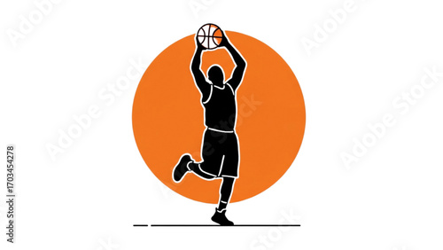 Basketball and Basketball Player Vector Silhouette Illustration Set AI EPS PNG