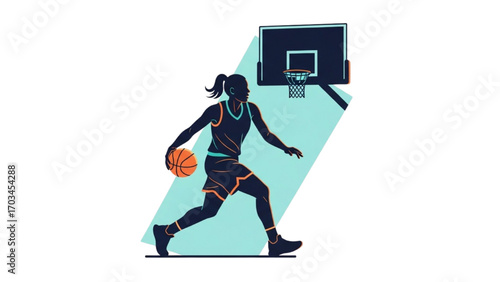 Basketball and Basketball Player Vector Silhouette Illustration Set AI EPS PNG