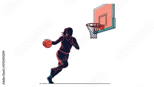 Basketball and Basketball Player Vector Silhouette Illustration Set AI EPS PNG