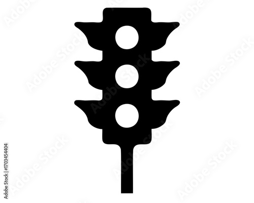 Black and white minimalist graphic of a traffic light signal fixture