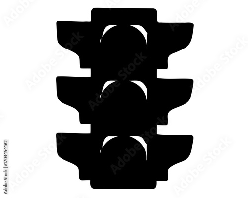 Bold black traffic light silhouette illustration on a white background and backdrop