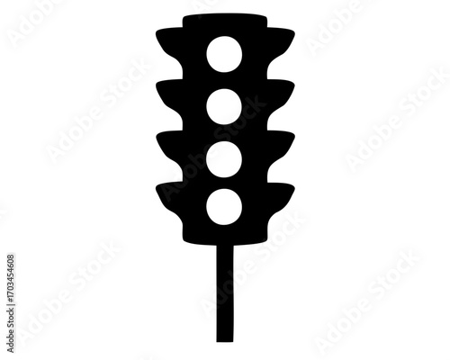 Stylized Black Traffic Light Symbol Illustration on a White Background