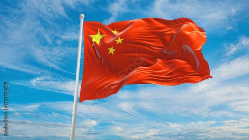 china flag against blue sky
