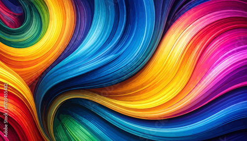 Vibrant Swirling Rainbow Colors Abstract Background.