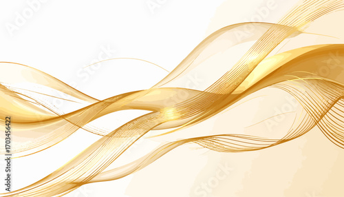 Elegant Golden Waves Flowing Abstract Background.
