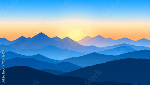 Majestic Mountain Range at Sunrise.
