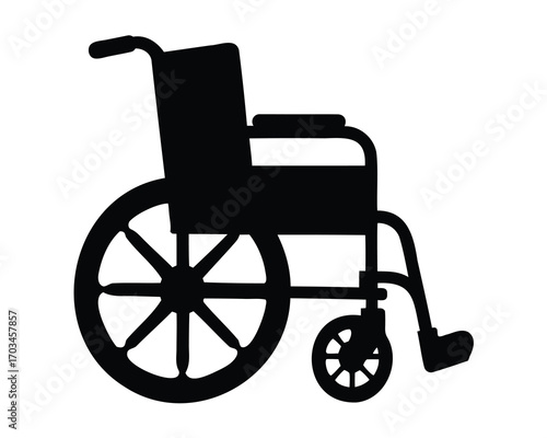 Silhouette of a wheelchair used for assisting mobility for disabled individuals