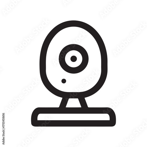 Black and White Webcam Icon with Stand for Computer Technology