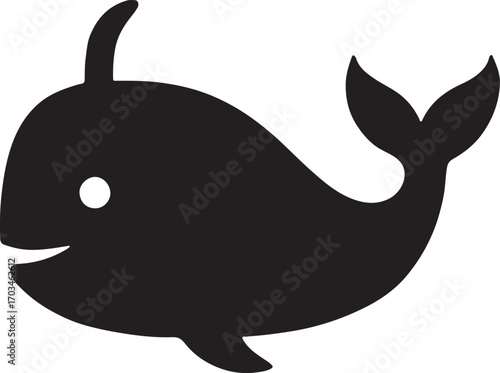 Whale fish silhouette icon design, perfect for marine, sea life, logo, and ocean theme projects.