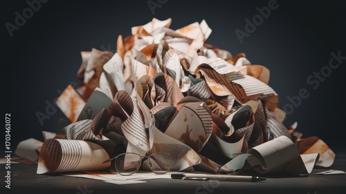 Wallpaper Mural A large pile of crumpled and shredded documents sits on a dark surface. Torontodigital.ca
