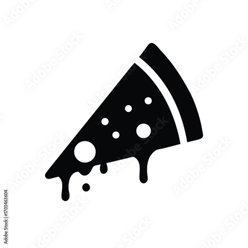 Black silhouette icon of a dripping pizza slice