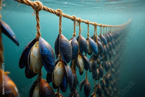 Regenerative ocean farming focused on sustainable aquaculture, featuring mussel cultivation, marine biologists, and data-driven sensor technology.